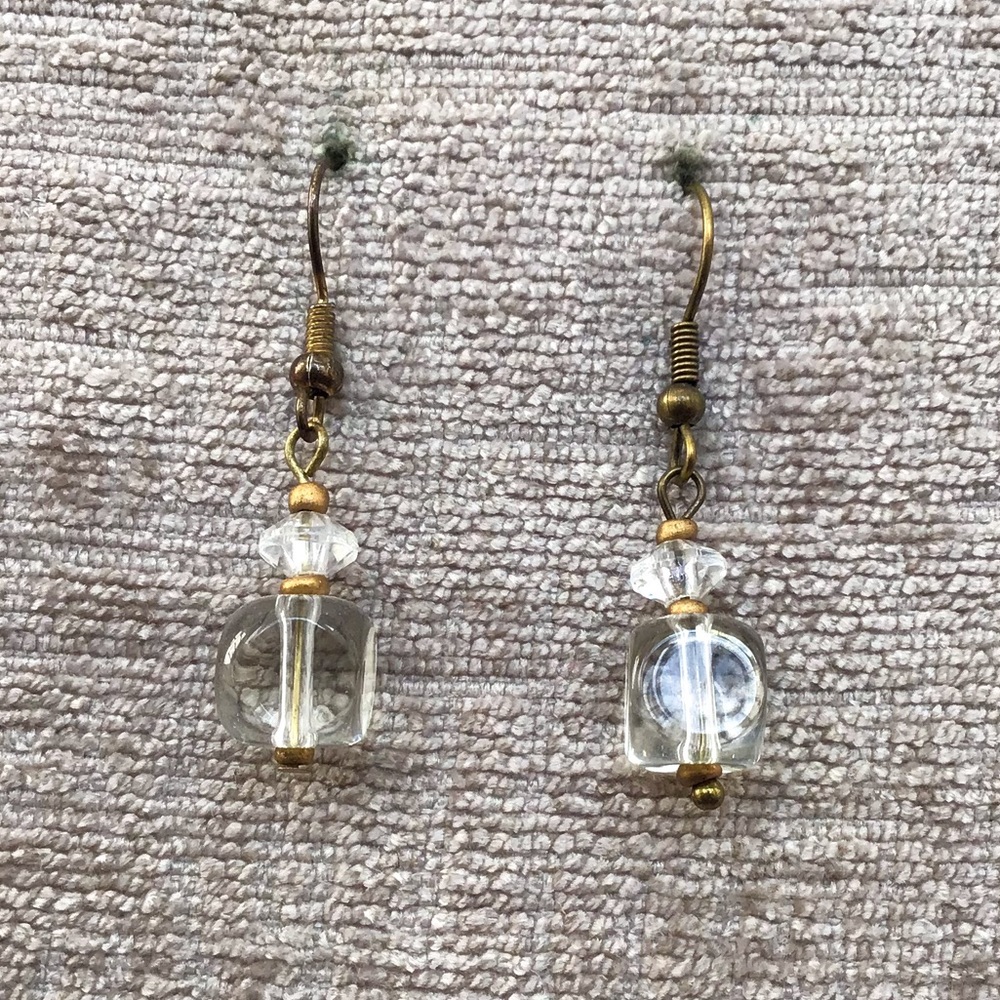 Handcrafted Glass Lampwork Bead Earrings | Gold, Bronze And Glass Beads Handmade - Picture 3 of 9
